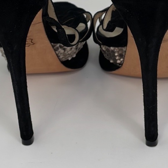 Alexandre Birman Shoes Heels Sandals Python Snakeskin Black Suede Leather 9.5 - Picture 10 of 14